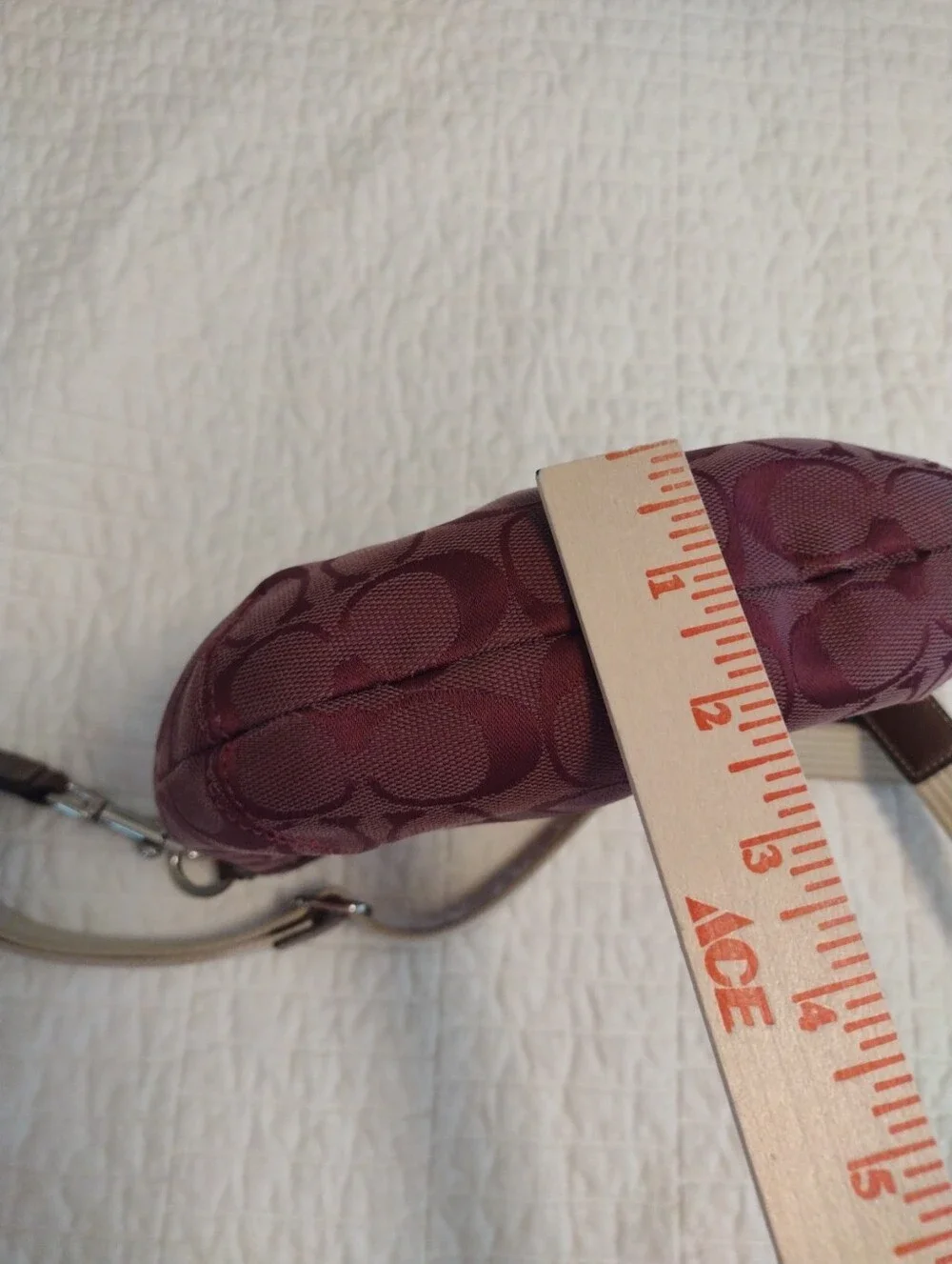 Coach Purple Signature Logo Crossbody Bag Zip Top Adjustable Strap Silver Brown